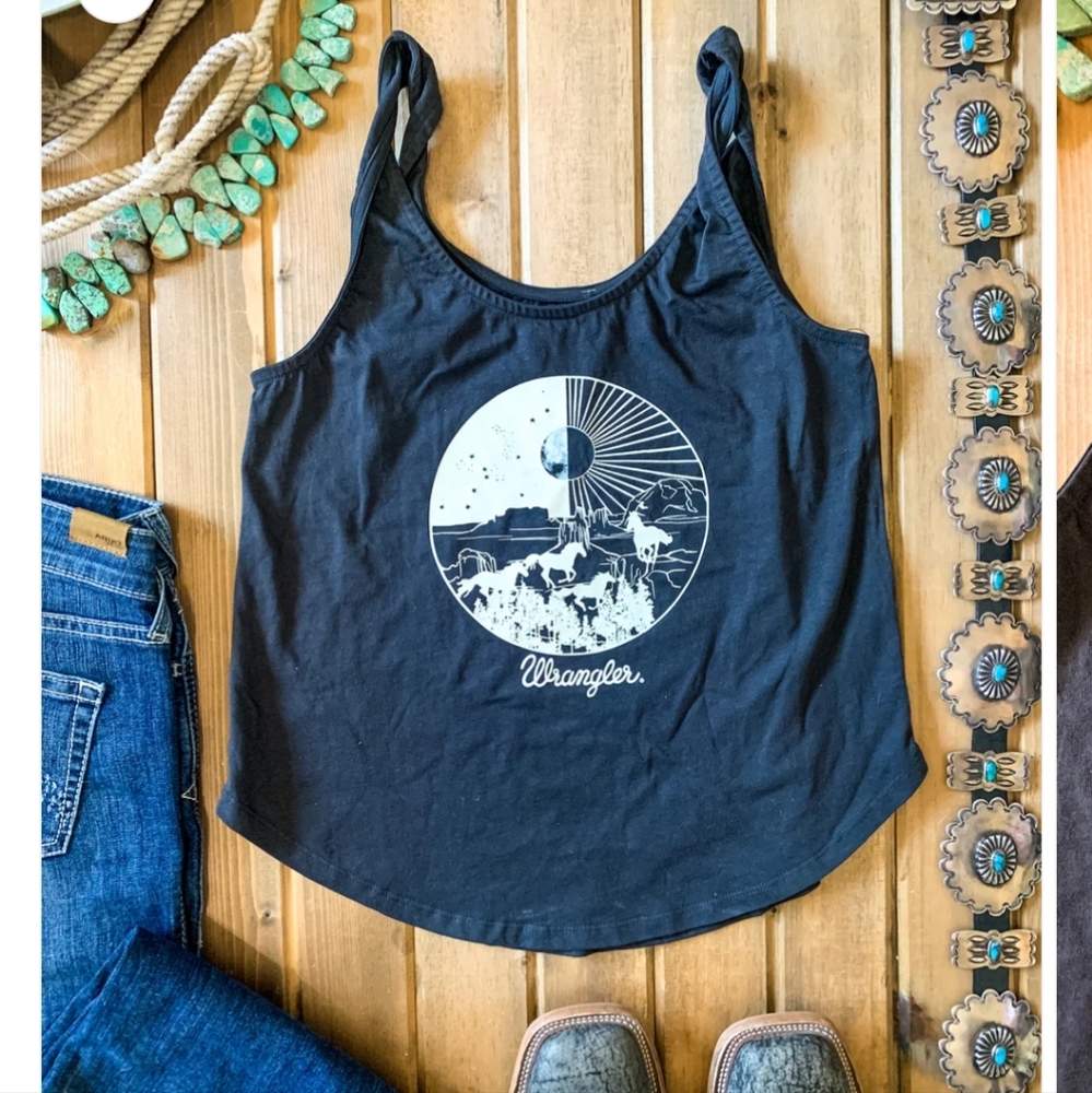 Wrangler Retro Charcoal Night & Day Desert Twisted Strap Tank Top